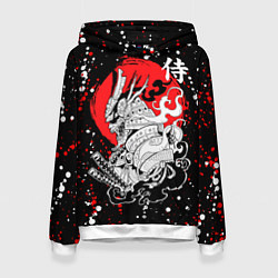 Толстовка-худи женская Самурай в маске Хання, цвет: 3D-белый