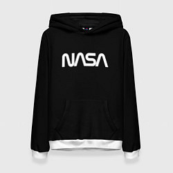 Толстовка-худи женская Nasa white logo, цвет: 3D-белый