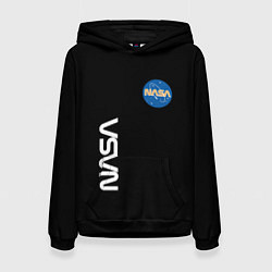 Толстовка-худи женская NASA logo usa space, цвет: 3D-черный