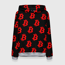 Толстовка-худи женская Bitcoin red logo money, цвет: 3D-меланж
