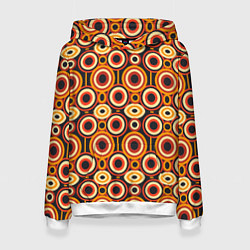 Толстовка-худи женская Африканские узоры круги, цвет: 3D-белый