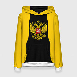 Толстовка-худи женская Имперская Россия краски герб, цвет: 3D-белый