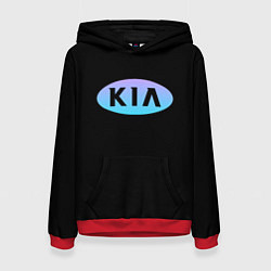 Толстовка-худи женская KIA logo neon, цвет: 3D-красный