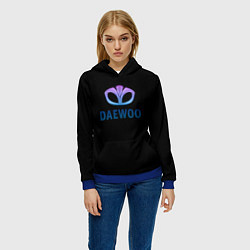 Толстовка-худи женская Daewoo logo neon, цвет: 3D-синий — фото 2