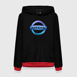 Толстовка-худи женская Nissan logo neon, цвет: 3D-красный