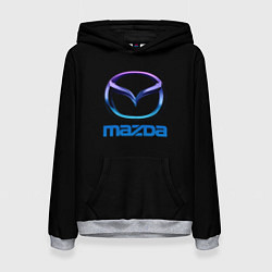 Толстовка-худи женская Mazda neon logo, цвет: 3D-меланж