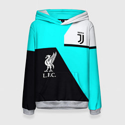Толстовка-худи женская Juventus x Liverpool geometry, цвет: 3D-меланж