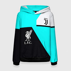 Толстовка-худи женская Juventus x Liverpool geometry, цвет: 3D-черный