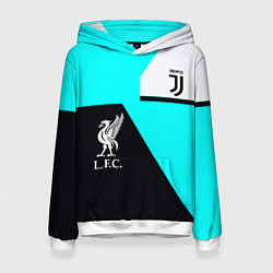 Толстовка-худи женская Juventus x Liverpool geometry, цвет: 3D-белый