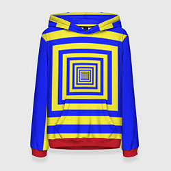 Толстовка-худи женская Квадраты уходящие в даль, цвет: 3D-красный