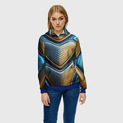 Толстовка-худи женская Объемный футуристический текстурный костюм из кожи, цвет: 3D-синий — фото 2