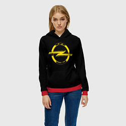 Толстовка-худи женская Opel yellow, цвет: 3D-красный — фото 2