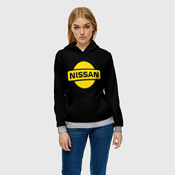Толстовка-худи женская Nissan yellow logo, цвет: 3D-меланж — фото 2