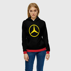 Толстовка-худи женская Mercedes logo yello, цвет: 3D-красный — фото 2