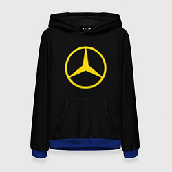 Толстовка-худи женская Mercedes logo yello, цвет: 3D-синий