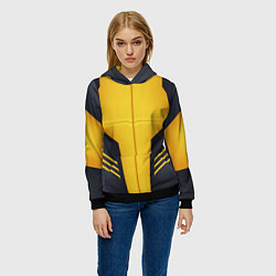 Толстовка-худи женская Чёрно-жёлто верх костюма, цвет: 3D-черный — фото 2
