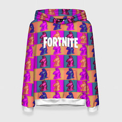 Толстовка-худи женская Fortnite logo pattern game, цвет: 3D-белый