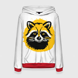 Толстовка-худи женская Желтый енотик, цвет: 3D-красный