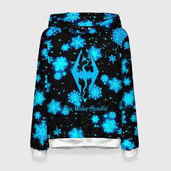 Толстовка-худи женская The Elder Scrolls logo winter, цвет: 3D-белый