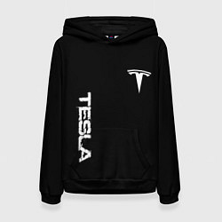 Толстовка-худи женская Tesla logo white, цвет: 3D-черный