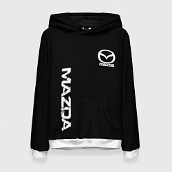 Толстовка-худи женская Mazda white logo, цвет: 3D-белый