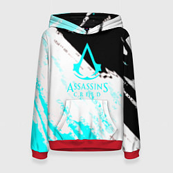 Толстовка-худи женская Assassins Creed краски текстура, цвет: 3D-красный