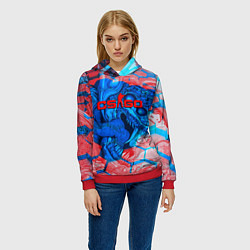 Толстовка-худи женская Скоростной зверь скин кс го, цвет: 3D-красный — фото 2
