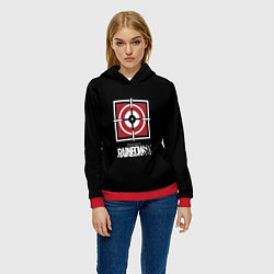 Толстовка-худи женская Rainbow six action game, цвет: 3D-красный — фото 2