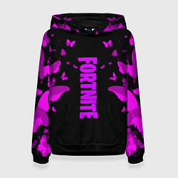 Толстовка-худи женская Fortnite buterfly neon, цвет: 3D-черный