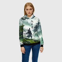 Толстовка-худи женская Samurai - ghost of Tsushima, цвет: 3D-черный — фото 2
