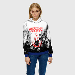 Толстовка-худи женская Assassins Creed огненное лого гейм, цвет: 3D-синий — фото 2