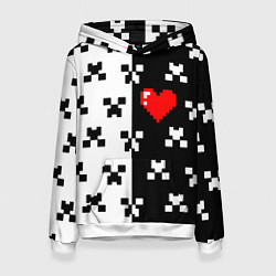 Толстовка-худи женская Minecraft pattern love, цвет: 3D-белый