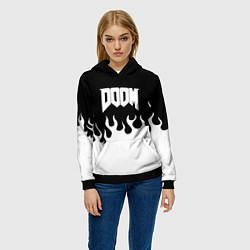 Толстовка-худи женская Doom fire white, цвет: 3D-черный — фото 2