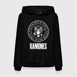 Толстовка-худи женская Ramones rock logo, цвет: 3D-черный