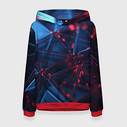 Толстовка-худи женская Абстрактные треугольные элементы, цвет: 3D-красный