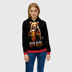 Толстовка-худи женская Пивной медведь, цвет: 3D-красный — фото 2