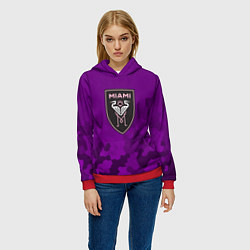Толстовка-худи женская Inter Miami logo pattern, цвет: 3D-красный — фото 2