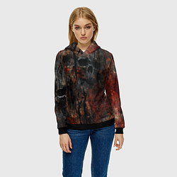 Толстовка-худи женская Текстура с черепами, цвет: 3D-черный — фото 2