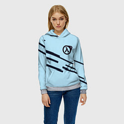 Толстовка-худи женская Half life geometry steel, цвет: 3D-меланж — фото 2
