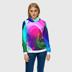 Толстовка-худи женская Неоновая абстракция градиент, цвет: 3D-белый — фото 2