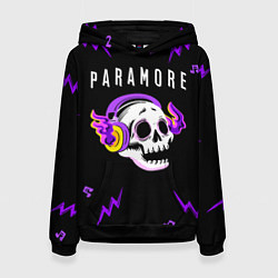 Толстовка-худи женская Paramore неоновый череп, цвет: 3D-черный