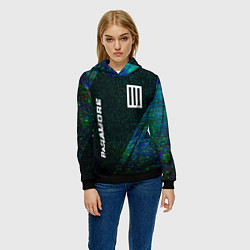 Толстовка-худи женская Paramore glitch blue, цвет: 3D-черный — фото 2
