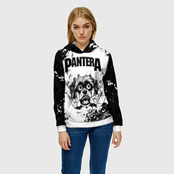Толстовка-худи женская Pantera - рок пес, цвет: 3D-белый — фото 2