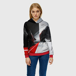 Толстовка-худи женская Футуристичный пейзаж в стиле авангард, цвет: 3D-красный — фото 2