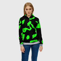 Толстовка-худи женская Зелёный камуфляж милитари, цвет: 3D-меланж — фото 2
