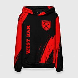 Толстовка-худи женская West Ham - red gradient вертикально, цвет: 3D-черный