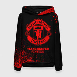 Толстовка-худи женская Manchester United - red gradient, цвет: 3D-черный