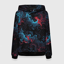 Толстовка-худи женская Цветные клубы дыма, цвет: 3D-черный