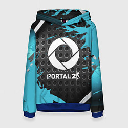 Толстовка-худи женская Portal game краски, цвет: 3D-синий