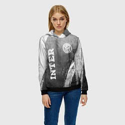 Толстовка-худи женская Inter - grey gradient вертикально, цвет: 3D-черный — фото 2